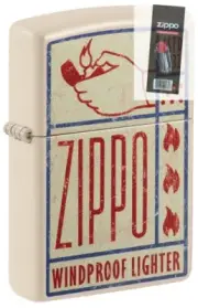 Zippo 48397 Windproof Design Flat Sand Windproof Lighter + FLINT PACK