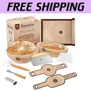 All-Inclusive Sourdough Bread Proofing Kit with Rattan Baskets & Baking Tools