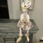 Cynthia Rowley Easter Elf Bunny Shelf Sitter Doll Lilac 30" Tabletop Spring