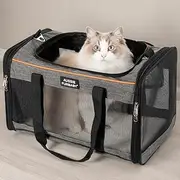 AUSSIE FURBABY Cat Carrier & Dog Carrier - Durable Padded Travel Bag, Comfortable Pet Carrier with Shoulder Strap - Airline Approved Cat Carrier Versatile Cat Backpack Cat Bag Collapsible