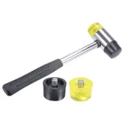 40mm Double-Faced Rubber Hammer with Soft/Hard Replacement Mallet Non-Slip Grip