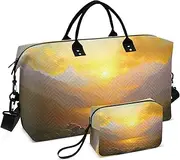 [ZRYSMY] Duffel Bag for Traveling, Landscape Sunset Moutain Travel Bag Gym Bag, with Multiple Interior Pockets Shoulder Weekender Bag for Women Men with Toiletry Bag 20.5L x 1.9W x 13.8H, Multi-Colored