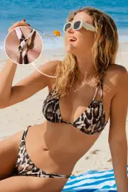 Cupshe Fierce Beauty Animal Print Bikini Set - Brown,L