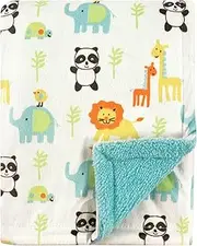 Luvable Friends Unisex Baby Plush Blanket with Sherpa Back, Neutral Animals, One Size