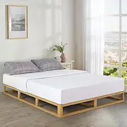 Zinus Industrial Pine Wood Queen Bed Frame | Low Bed Base Mattress Foundation - Natural 20cm / Mattress Foundation/Bedroom Furniture