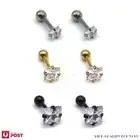 1 Pair Square Zirconia Earrings Ear Studs Surgical Steel Piercing Jewellery