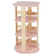 Babyjoy 360° Rotating 3-Tier Multi-Functional Corner Bookcase w/12 Sections Space-Saving Design for Books Pink