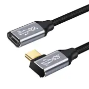 Braided Type-C USB-C Extension Cable Left Right 90° Angle Plug Charger Adapter