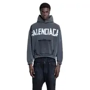 [BALENCIAGA] New Tape Type TR Ripped Pocket Hoodie Black