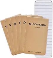 Portage Field Notebook Tactical Sized Pocket Notepad - Top Bound Notebook with Lined Paper Lies Flat in Pocket - 2.8" x 4.6" - 64 Pages (6 Pack)
