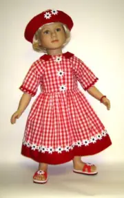 Banded Dress and Hat Pattern - YOU CHOOSE Any Size - Doll Clothes Sewing Pattern