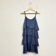 GIGI MODA Ruffled Silk Dress Women One Size Black Mini Layered Lined Chiffon NWT