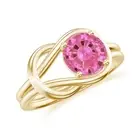 Pink Sapphire Solitaire Knot Infinity Promise 925 Sterling Silver Ring for Her.