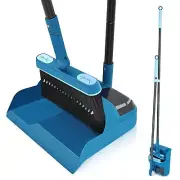 JEHONN Dustpan and Brush Set, 54 inches Long Handle Swivel Broom, Upright Fol...