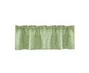Stars Print Solid Color Kitchen Short Curtain Window Valance Drape Home Decor-Green