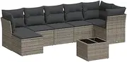 vidaxl 8-Piece Garden Sofa Set - Modular Rattan Patio Lounge with Storage - Grey Outdoor sectional Seating