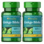 2 Pack of Puritan's Pride Ginkgo Biloba Standardized Extract 60 mg - 120 count