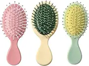 Mini Wet Hair Brush Travel Detangling Brush, 3Pcs Small Size Travel Detangling Brush Air Cushion Hairbrush,Mini Hair Brush Oval Detangler Brush Massage Comb Small Wet Hair Brush,Mini Wet Hair Brush