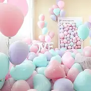 10-inch Color Heart Shaped Balloons Macaron Rainbow Party Latex Balloons for Party, Birthday, Wedding, Anniversary, Bride Shower Decorations 50Pcs (Multicolor)