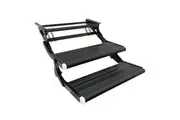 Double Caravan Step Black Pull Out Folding Aluminium Off Road RV Camper Trailer