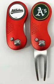 GOLF SWITCHBLADE OAKLAND ATHLETICS DIVOT REPAIR TOOL + Ballmarker Red