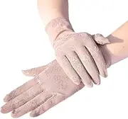 [TYUXINSD] beautiful Summer Sun Protection Short Lace AntiSkid Summer Thin Gloves Female Lace Nonslip Driving Touch Screen Sunscreen Midlength Arm Guards Hand Sleeves Summer UV ProtectionDriving Riding Gloves Fo