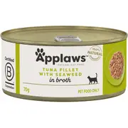 Applaws Natural Tuna Fillet with Seaweed in Broth Wet Cat Food Can - 70g