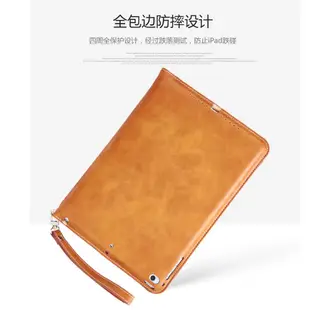 英倫復古真皮超薄手托ipad mini2345air2ipad234智能休眠附贈手繩 全包 插卡支架平板電腦皮套保護殼套