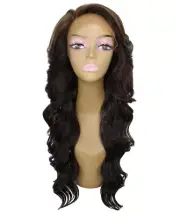 LUXLUXE Asana Wavy 26"7x4 Women's Lace Front Wig, BLT-0117, Caramel Brown Blend