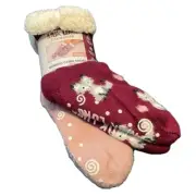 NEW! MUK LUKS Womens Cabin Socks L/XL Burgundy Pink
