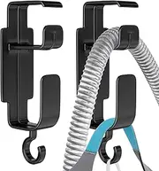 2 Pack Black CPAP Hose Holder for Bed, CPAP Hose Hanger for Tube & Mask with Anti-Unhook Feature Hose Organizer Avoids Hose Tangle and Help You Sleep Better CPAP Hook with Free Strips