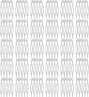 Cinaci 30pcs Small DIY Plain Blank Craft Silver Metal Hair Side Combs Slides 5 Teeth Wedding Bridal Veil Combs Headpieces French Twist Bun Hair Clips for Women Flower Girls Brides (Silver-30 Pack)