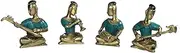 Varmohey Royal Handicrafts Brass Tribal Musician Figures With Stone Work - Set Of 4