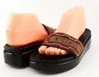 $260 DONALD J PLINER FIFI Walnut Leather Designer Slides Comfort 9.5