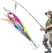 Squid Jigs Saltwater - Salmon Jigs Fishing Lures,Animated Lure, Saltwater Jigs, Deep Sea Fishing Lures, Squid Lures for Octopus Cuttlefish Fish
