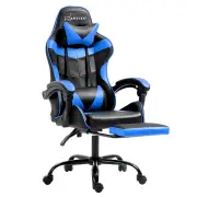 Gaming Office Chair Recliner Footrest Blue