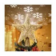 Christmas Star Tree Topper with Built-in Led Snowflake Projector Lights Hollo...