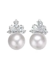 Genevive Silver 10mm Pearl & CZ Earrings