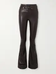 [Veronica Beard] Veronica Beard - Beverley Faux Stretch-leather Flared Pants - Dark brown - 24 24 Brown