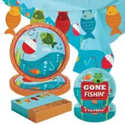 Fun Express Little Fisherman Party Disposable Tableware Kit, 84 Piece