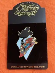 OLD LE 500 Disney Auctions PIN Railroad Train Engineer Mickey Mouse Steam Cloud