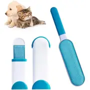 Catzon 1 Set Pet Hair Removal for Sofa Furniture Clothing Pet Fur Lint Double-Sided Brush with Self-Cleaning Base-Blue