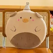 Round Chair Cushion Children, Cartoon Round Cushion, Chair Cushion Thick Chair Cushion, 40 cm Memory Foam Seat Cushion Chair Seat Cushion with Removable Cover, Cartoon Animal Seat Cushion (Hat Pig)