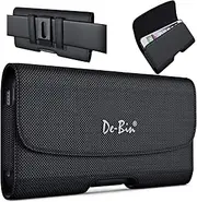 DeBin Small Size Universal Cell Phone Belt Holder Holster Pouch – Nylon Carrying Case with Belt Clip – Fits iPhone 14 13 12 10 Xs X 11 Pro (No Max or Plus Models) with Protective Cases on Black