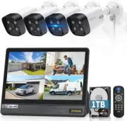 《130°Wide Angle & All-In-One Monitor》Outdoor Security Camera System, IP Wired Ca