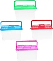 Mipcase 4pcs Portable Turtle Tank Clear Plastic Reptile Feeding Box Mini Aquarium Reusable Turtle Fish Tank Bearded Dragon Reptile Feeding Container