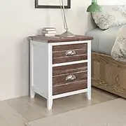 Nightstand 2 Pcs, Night Bedside Tables, Bedroom Furniture, Night Stands with 2 Drawers, Wooden End Table for Living Room, Brown and White