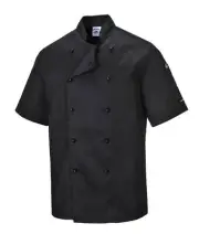 Portwest Kent Chefs Jacket Mandarin Collar Short Sleeve Jacket Detachable Button