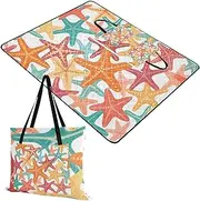 Yoogain Camping Picnic Rug Large Party Park Blankets Waterproof Foldable for Outdoorsy Women Picnic Items Colorful Cartoon Starfish White 60x80in
