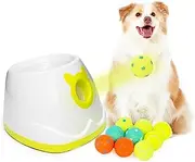 PALULU Automatic Ball Launcher, Dog Toy Ball Launcher, 4 Range Modes, Including 9 2" Balls, Suitable for Small to Medium Sized Dogs (White Launcher with